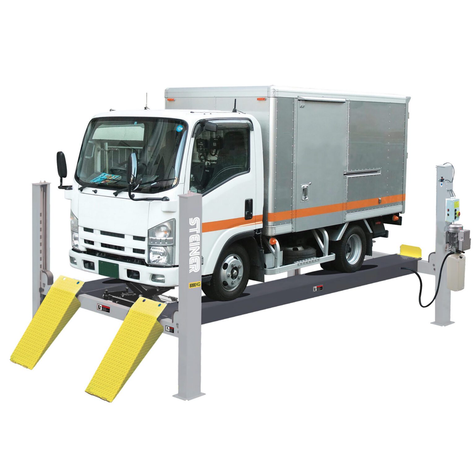 Steiner 6.5 Tonne 4 Post Alignment Hoist - Hoist and Garage